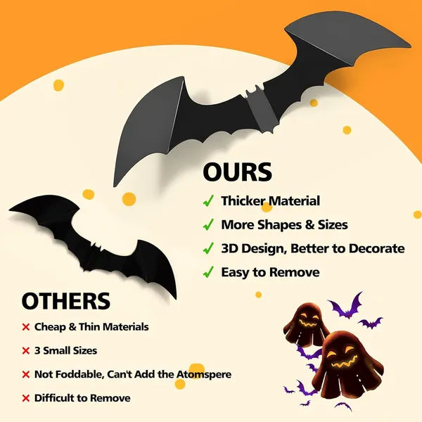 3D Halloween Bat Wall Decorations