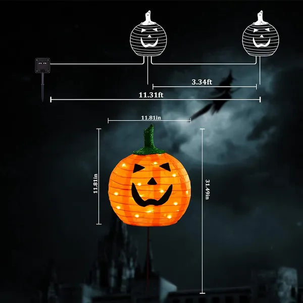 Halloween Solar Pumpkin Lantern Stake Lights Set of 4