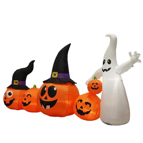 Halloween Inflatable Pumpkin & Ghost Yard Decoration 7.8FT