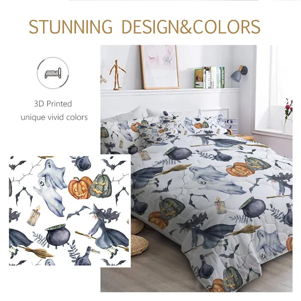 Halloween Comforter Bedding Set – Ghosts, Witches & Pumpkins