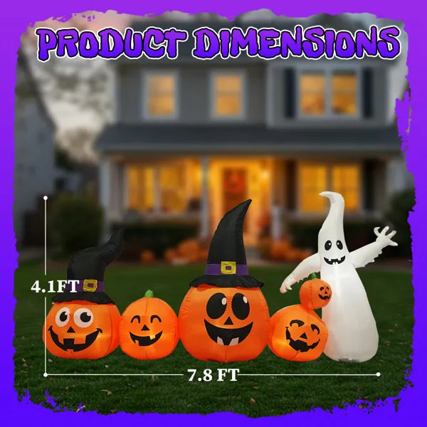 Halloween Inflatable Pumpkin & Ghost Yard Decoration 7.8FT